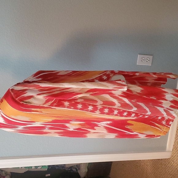 CHICOS Warm print essential cardigan orange red pattern size 2 or M/L - Picture 8 of 12